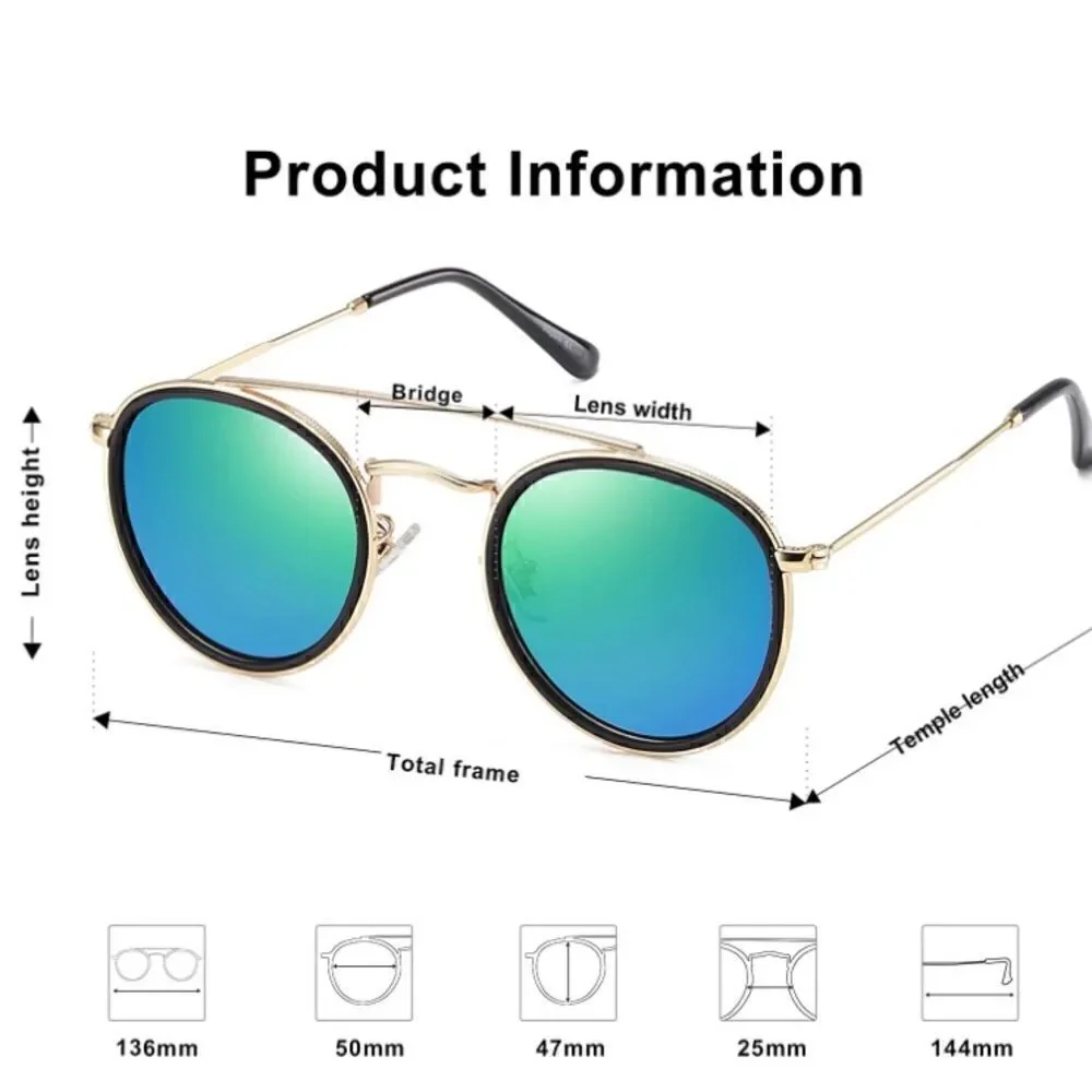 Round Retro Double Bridge Sunglasses
